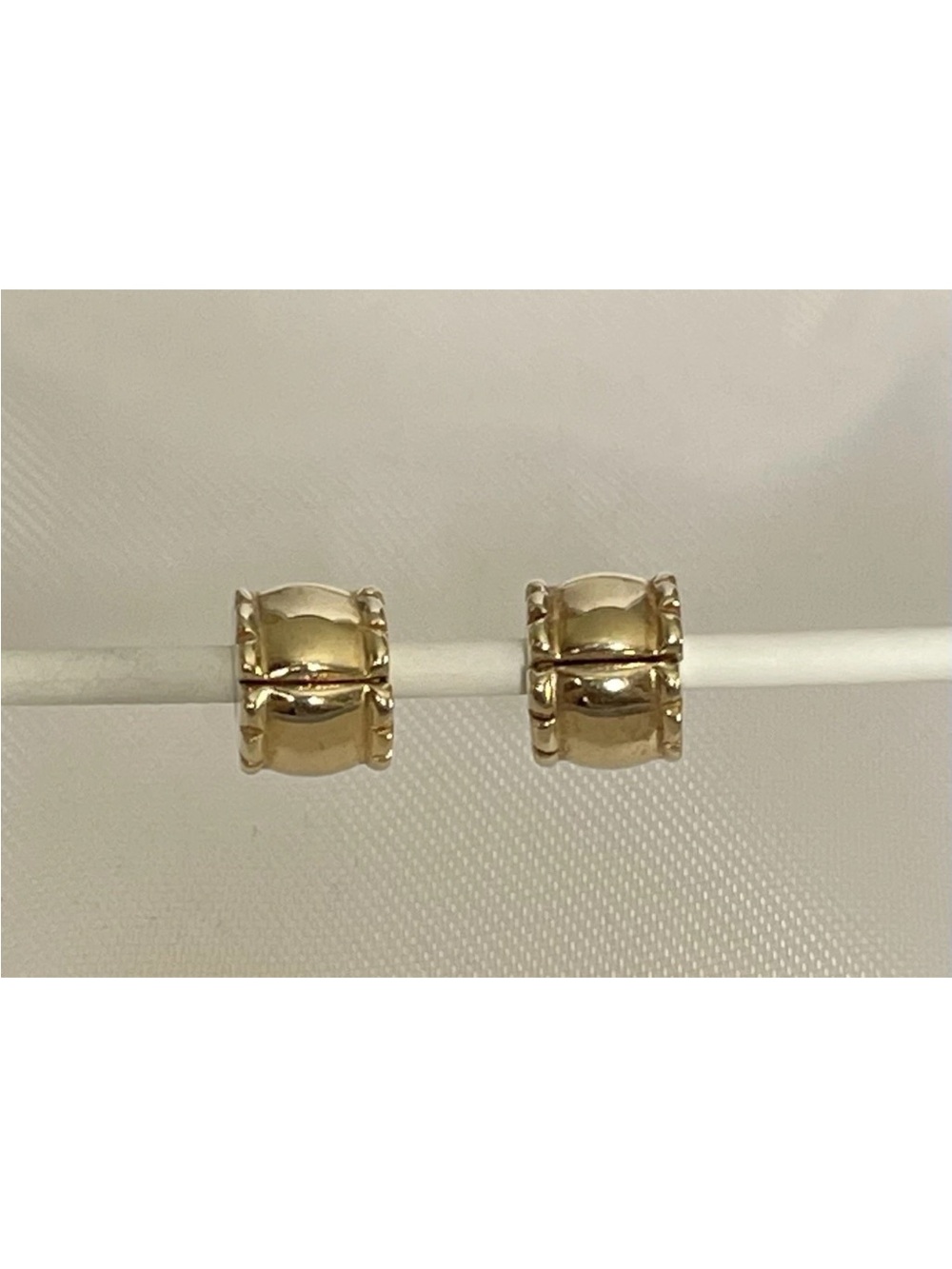 Pair Retired HTF Pandora Solid 14kt 585 Yellow Gold Beveled Spacer Clip Charms